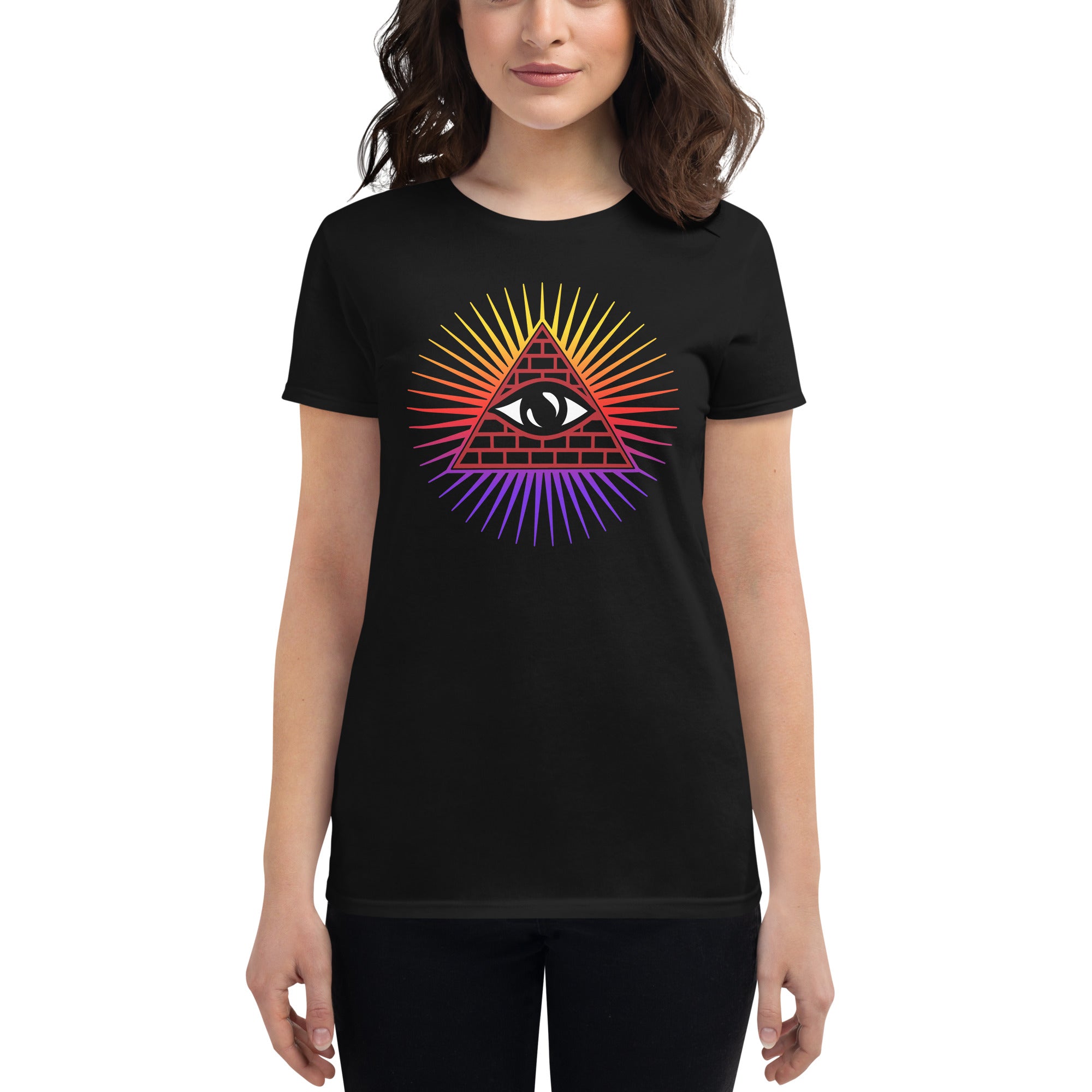 Illuminati All Seeing Psychic Eye Color Aura Women's Short Sleeve Babydoll T-shirt