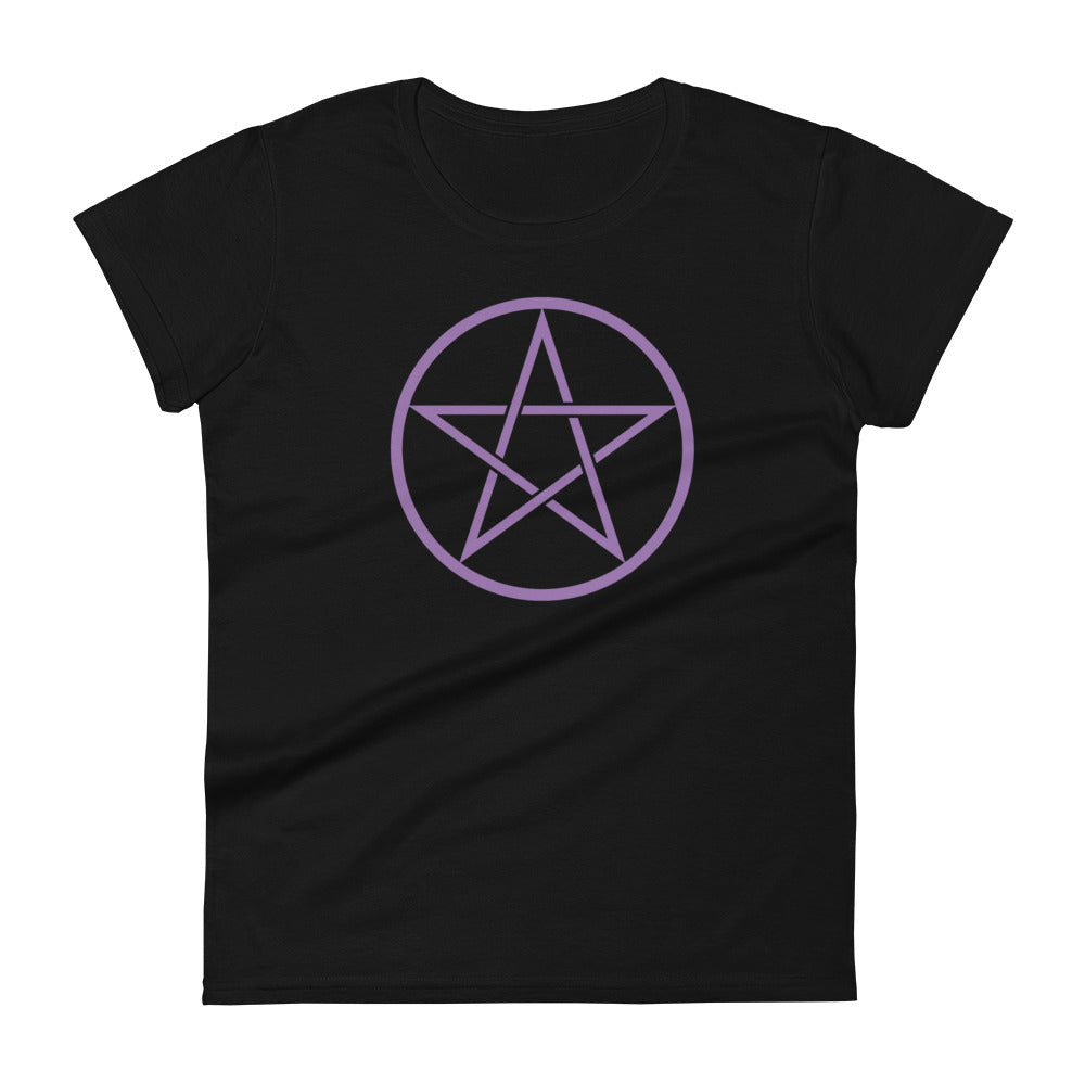 Purple Goth Wiccan Woven Pentagram Women's Short Sleeve Babydoll T-shirt