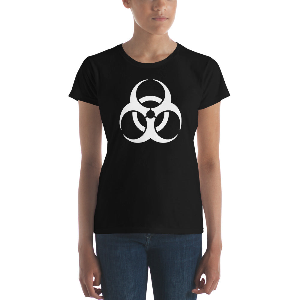 White Biohazard Sign Toxic Chemical Symbol Women's Short Sleeve Babydoll T-shirt