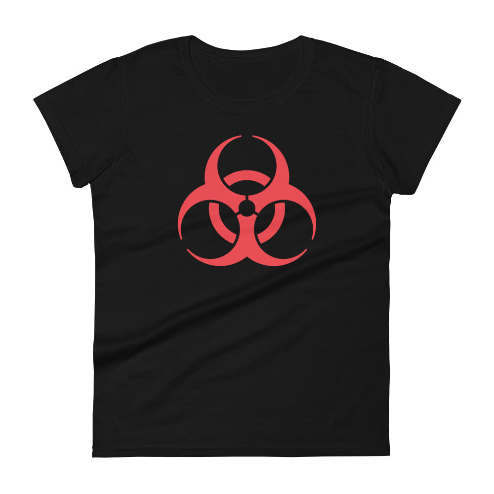 Red Biohazard Sign Toxic Chemical Symbol Women's Short Sleeve Babydoll T-shirt