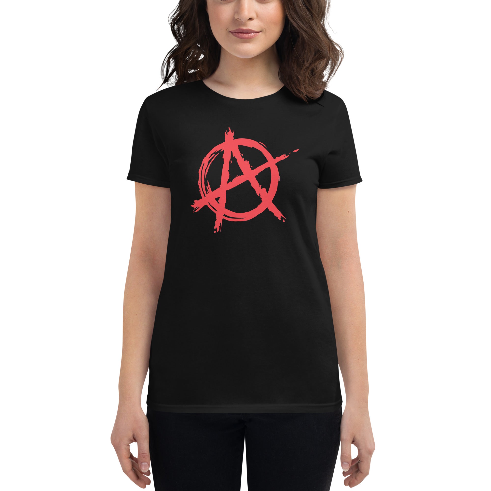 Red Anarchy is Order Symbol Punk Rock Women's Short Sleeve Babydoll T-shirt
