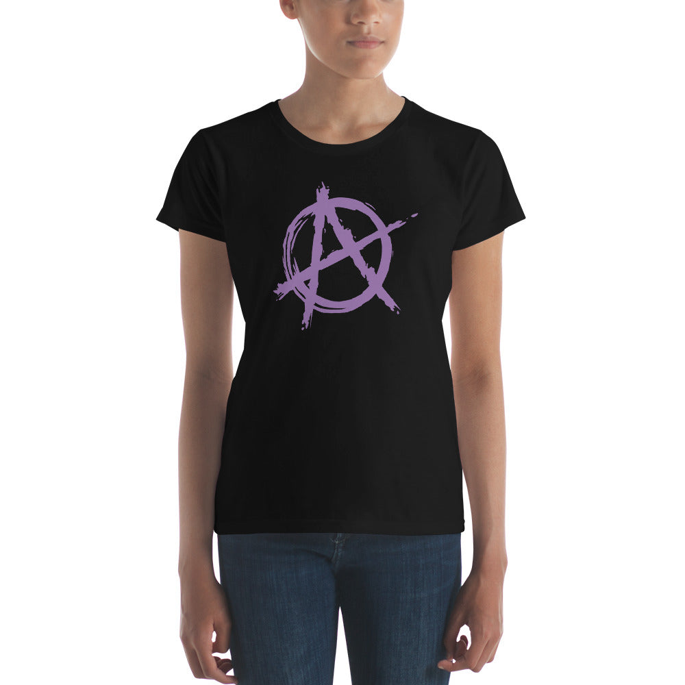 Purple Anarchy is Order Symbol Punk Rock Women's Short Sleeve Babydoll T-shirt