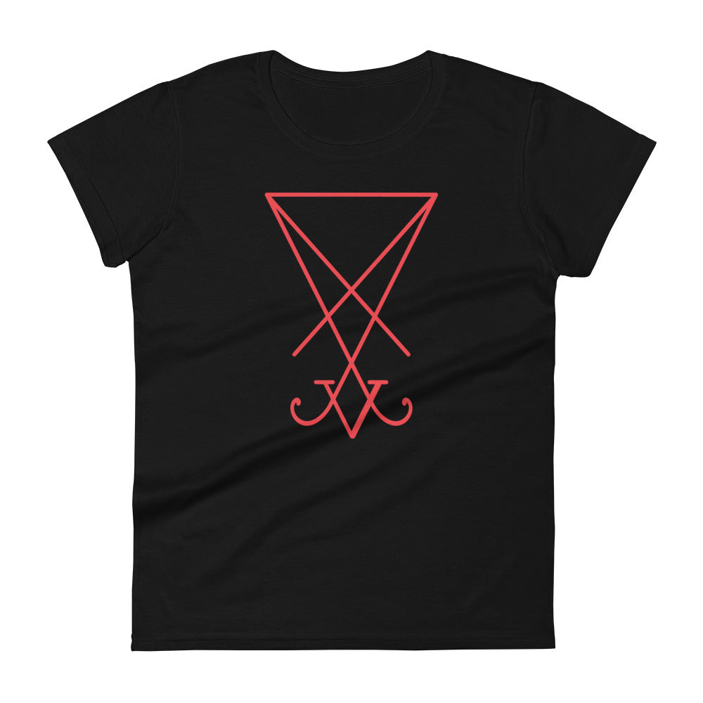 Red Sigil of Lucifer (Seal of Satan) The Grimoire of Truth Women's Short Sleeve Babydoll T-shirt