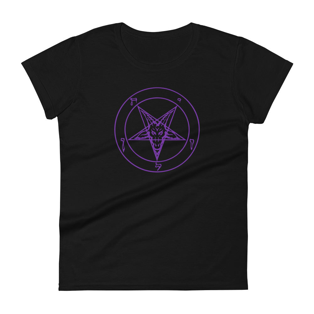 Purple Sigil of Baphomet Insignia of Satan Women's Short Sleeve Babydoll T-shirt