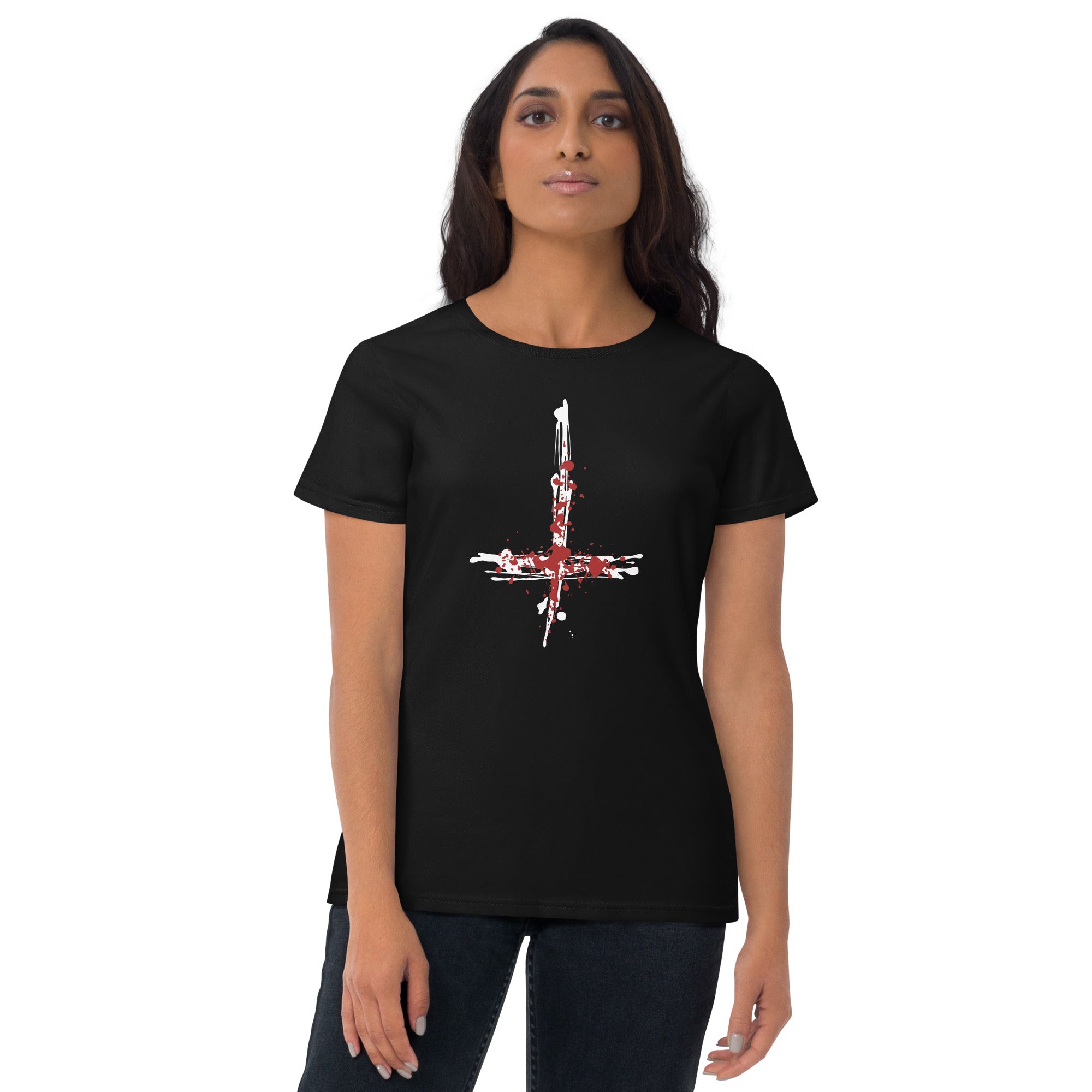 Inverted Cross Blood of Christ Women's Short Sleeve Babydoll T-shirt