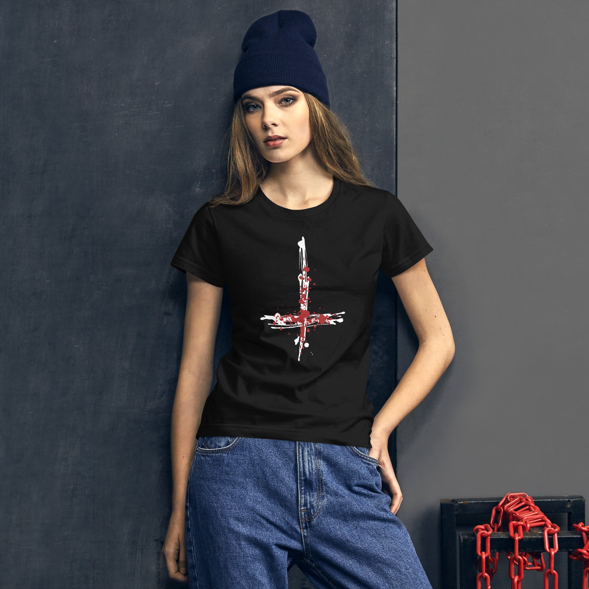 Inverted Cross Blood of Christ Women's Short Sleeve Babydoll T-shirt