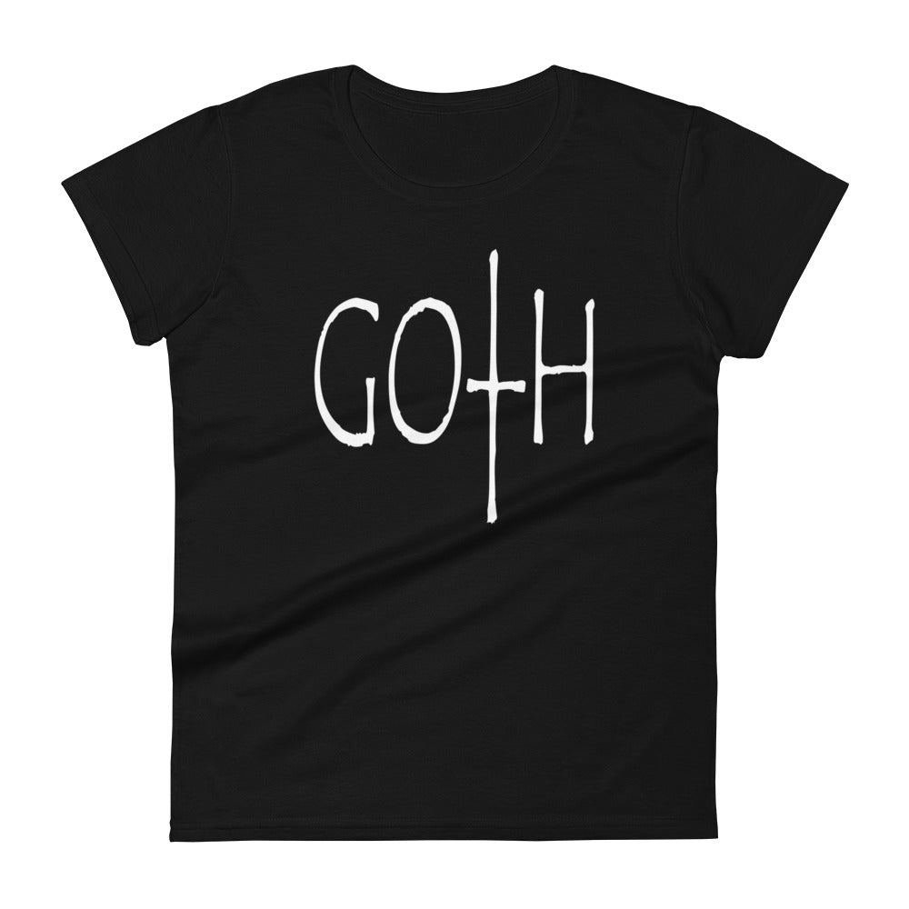 Goth Fashion Style Cross Letter Women's Short Sleeve Babydoll T-shirt