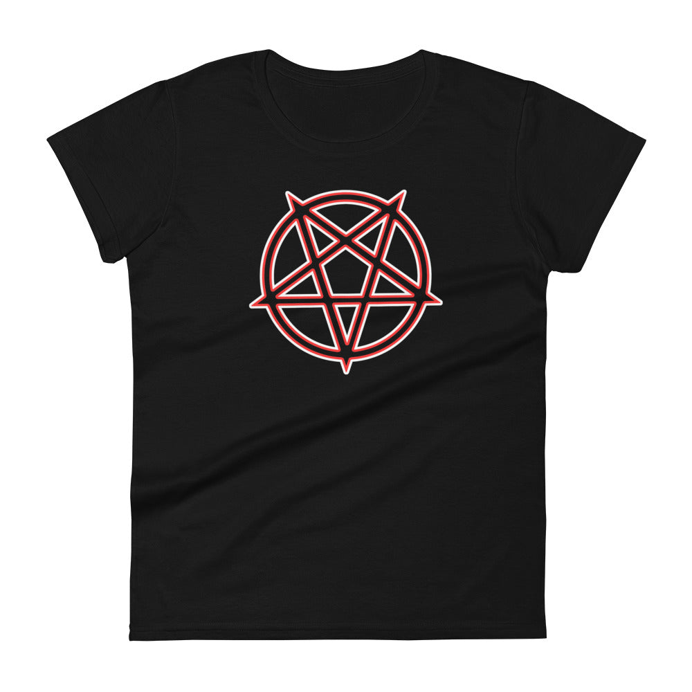 Satanic Occult Symbol The Inverted Pentagram Women's Short Sleeve Babydoll T-shirt