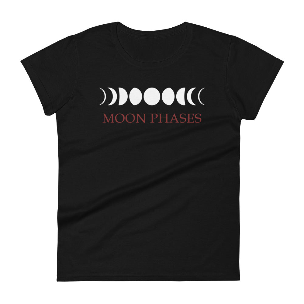 Lunar Moon Phases Waxing Waning Full Moon Women's Short Sleeve Babydoll T-shirt