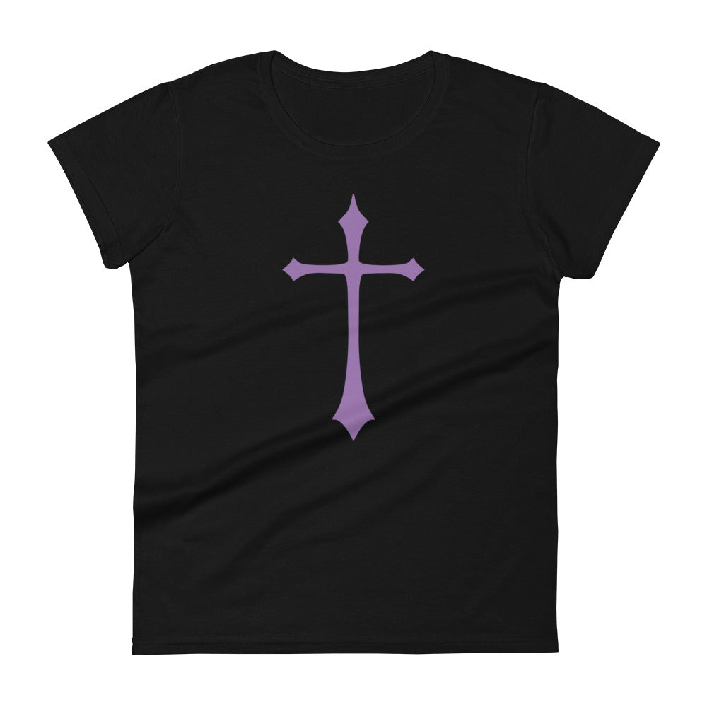 Purple Gothic Medeival Holy Cross Women's Short Sleeve Babydoll T-shirt