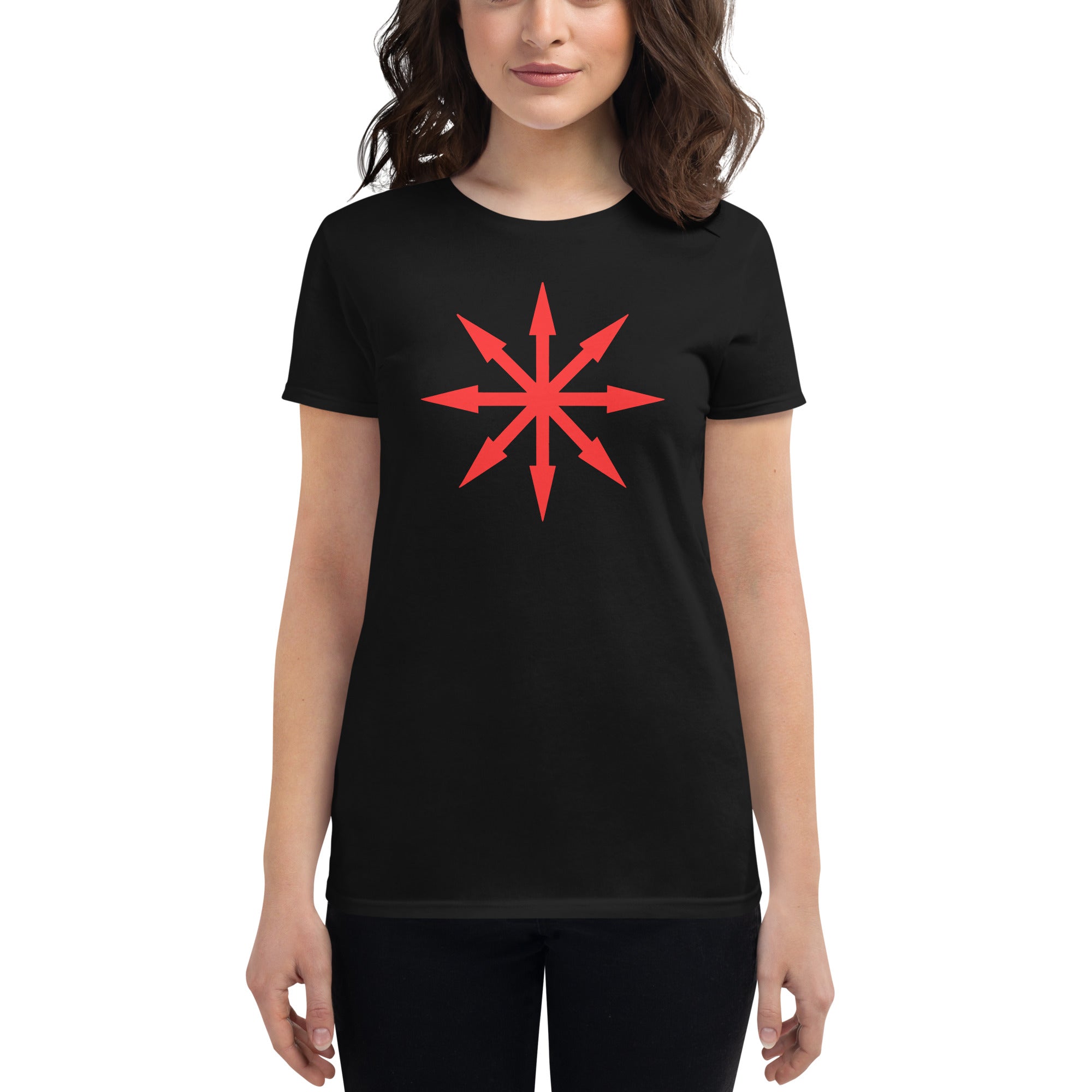 Red Symbol of Chaos Magick Star Women's Short Sleeve Babydoll T-shirt