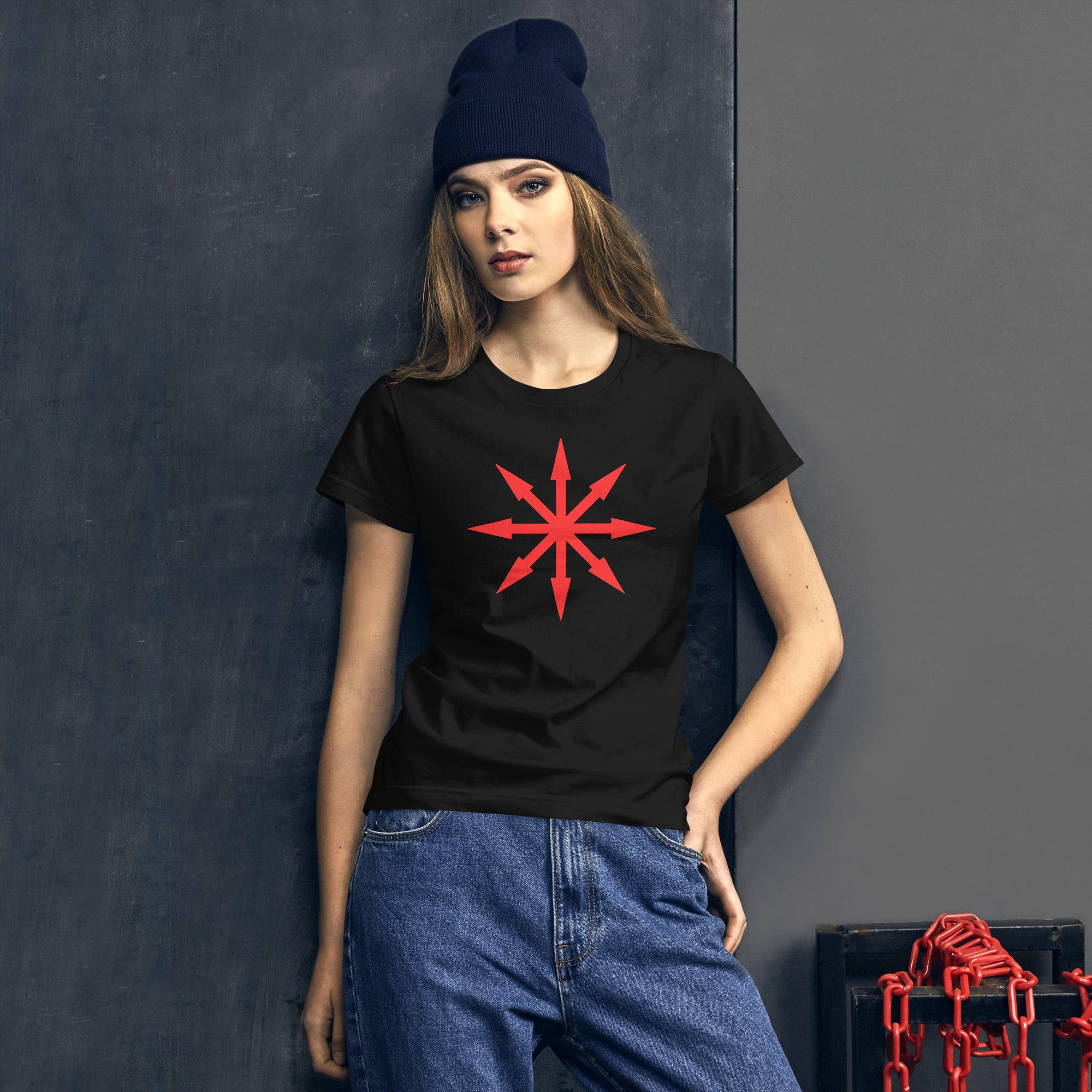 Red Symbol of Chaos Magick Star Women's Short Sleeve Babydoll T-shirt