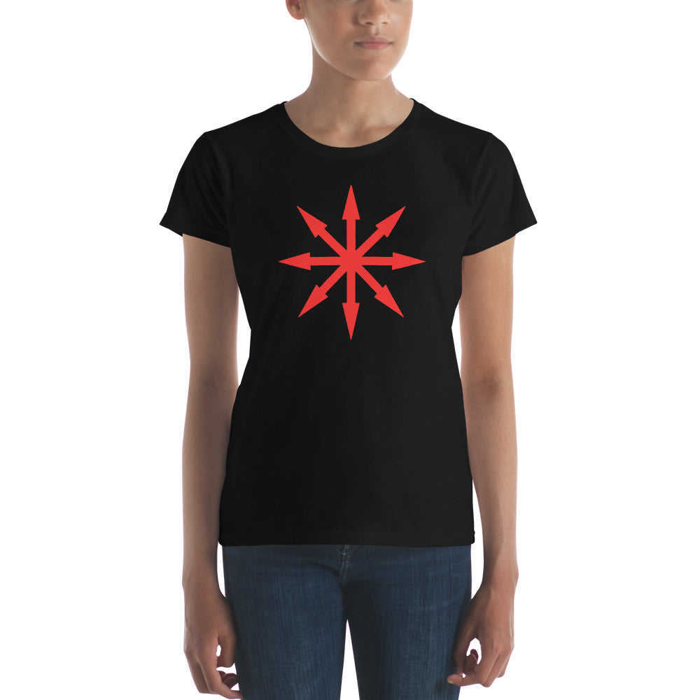 Red Symbol of Chaos Magick Star Women's Short Sleeve Babydoll T-shirt