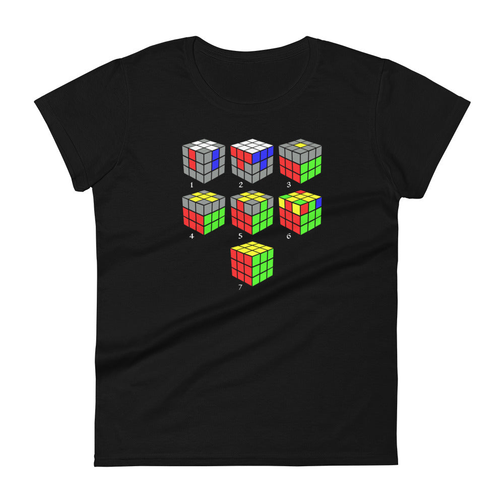 How To Solve A Puzzle Speed Cube Diagram Women's Short Sleeve Babydoll T-shirt