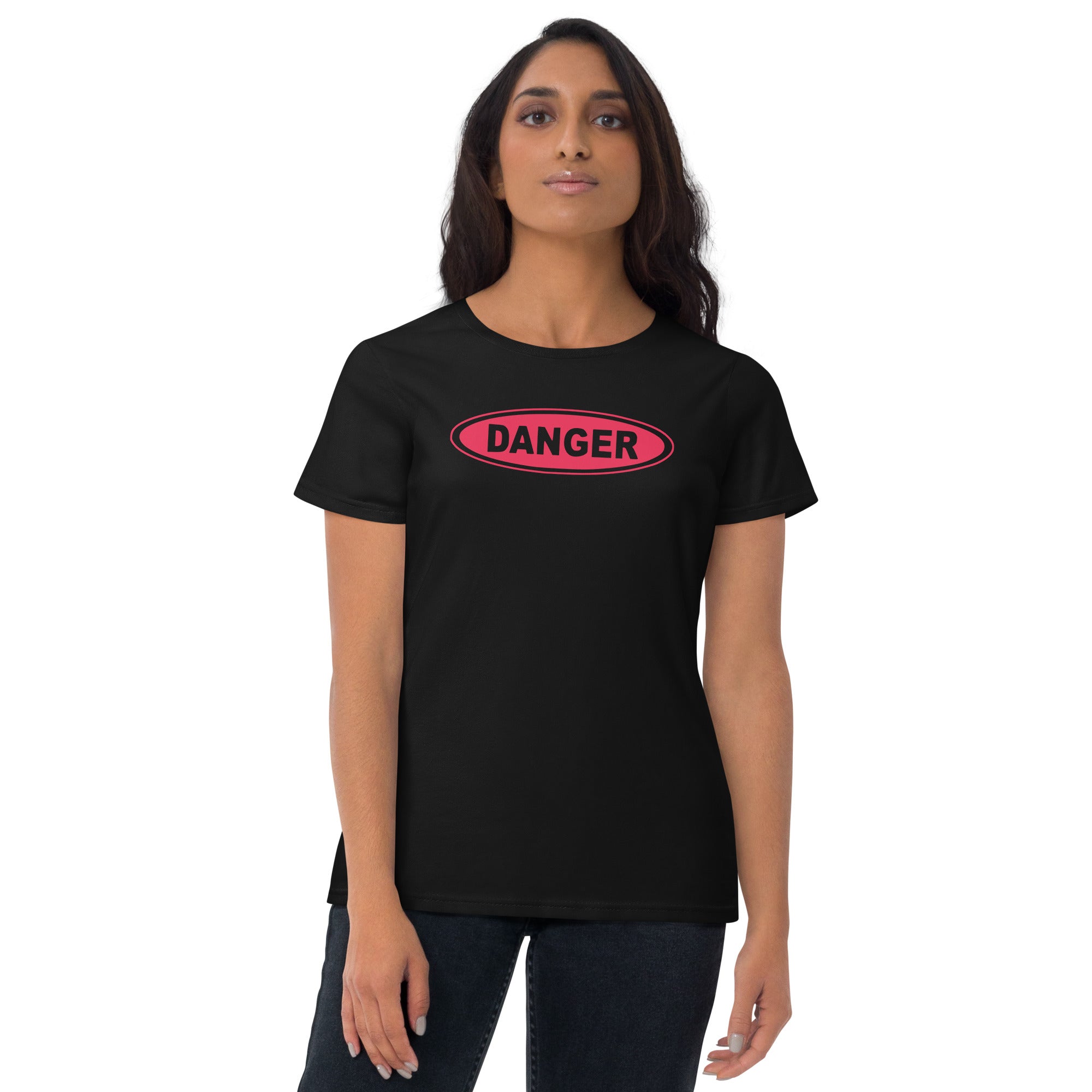 Red Danger Warning Sign Women's Short Sleeve Babydoll T-shirt