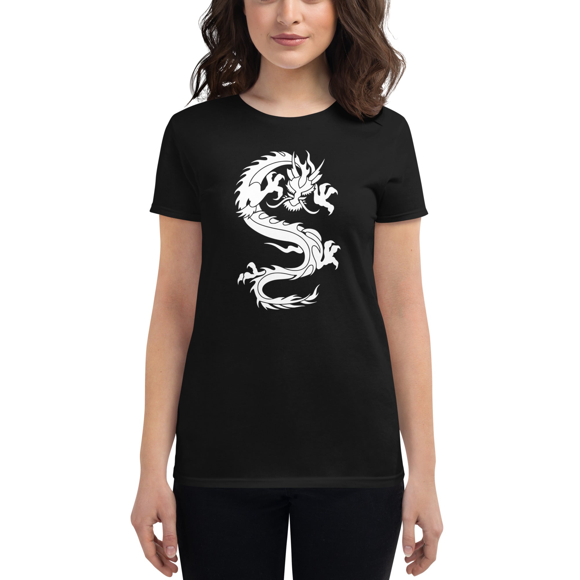 Ancient Chinese Loong Dragon Women's Short Sleeve Babydoll T-shirt