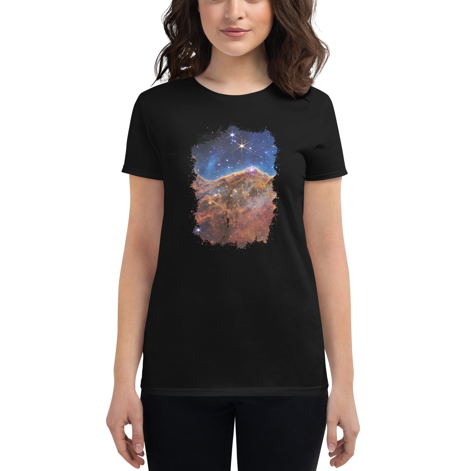 The Carina Nebula Space Graveyard JWST Women's Short Sleeve Babydoll T-shirt