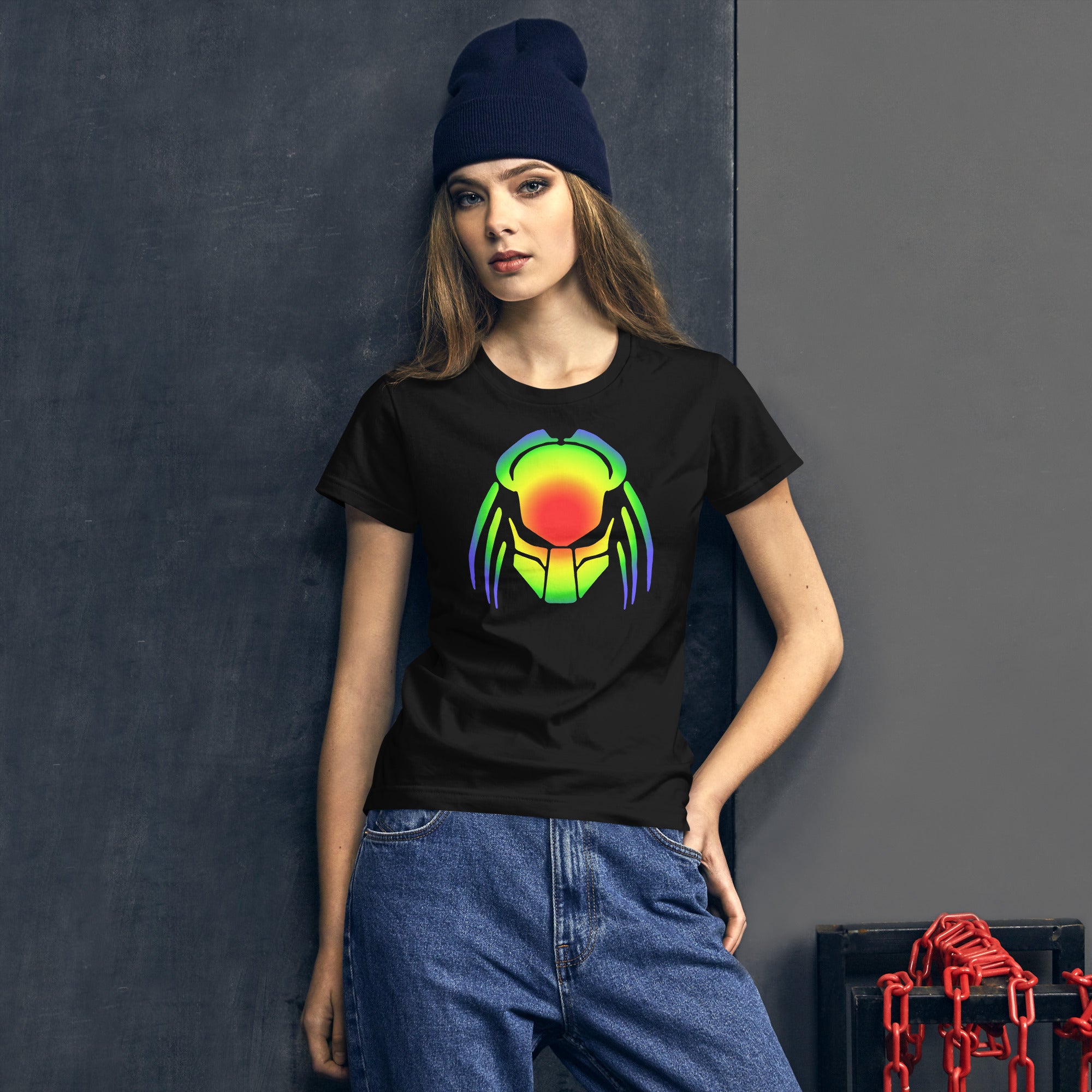 Heat Vision Predator Alien Hybrid Predalien Creature Women's Short Sleeve Babydoll T-shirt