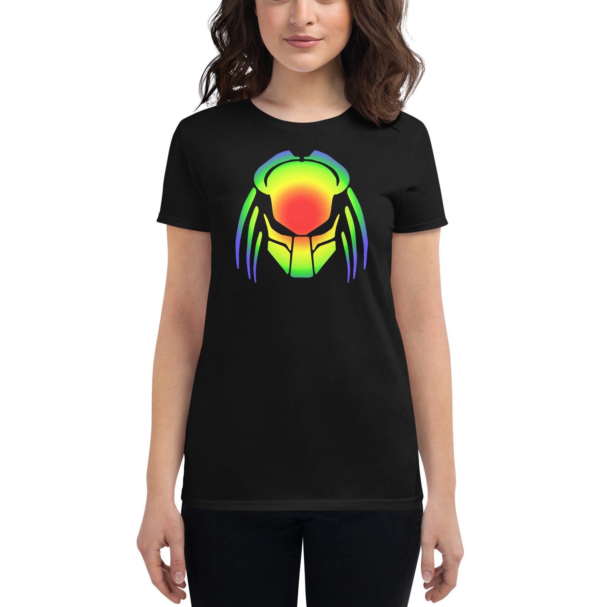 Heat Vision Predator Alien Hybrid Predalien Creature Women's Short Sleeve Babydoll T-shirt