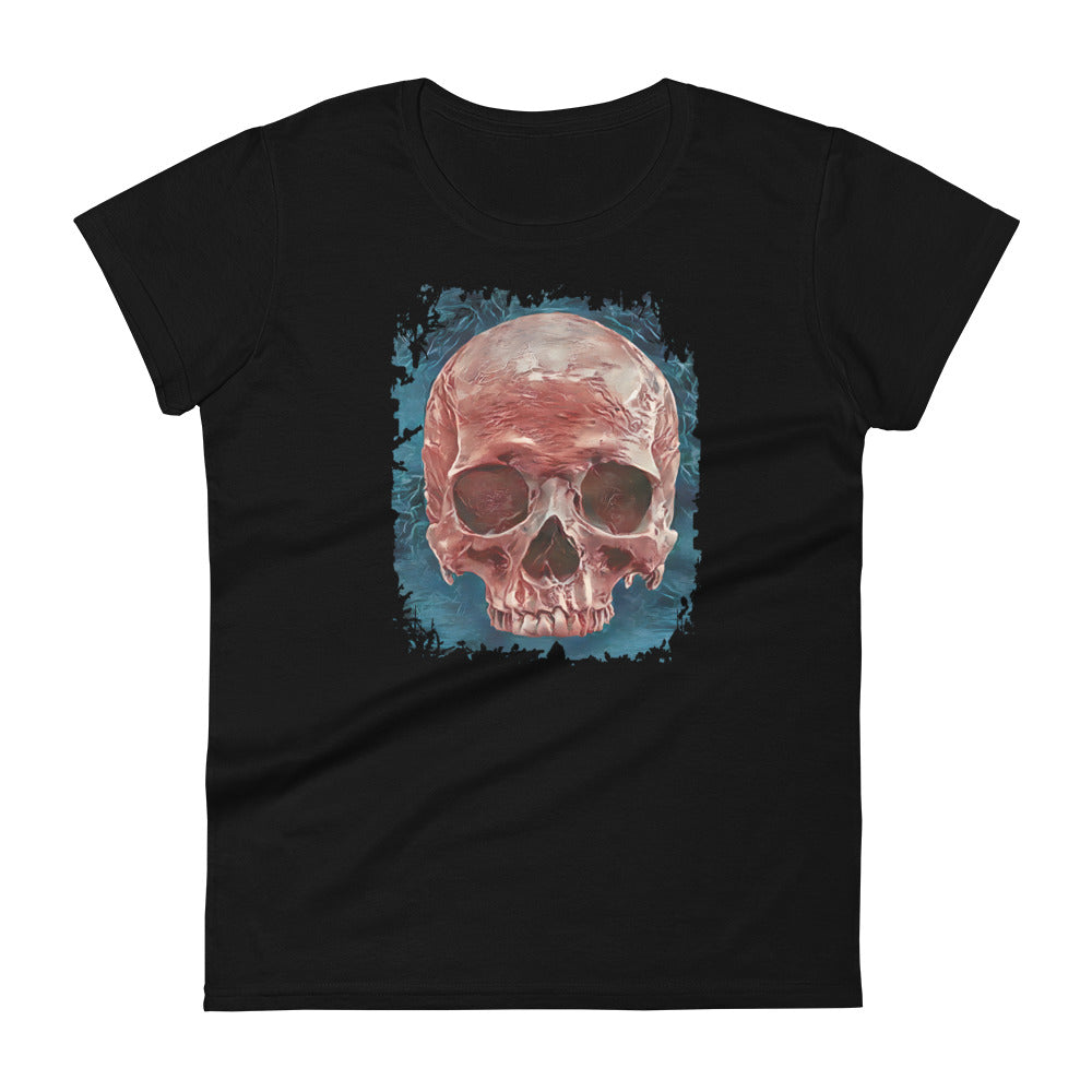 Front Mystical Blood Skull Voodoo Goth Fashion Women's Short Sleeve Babydoll T-shirt