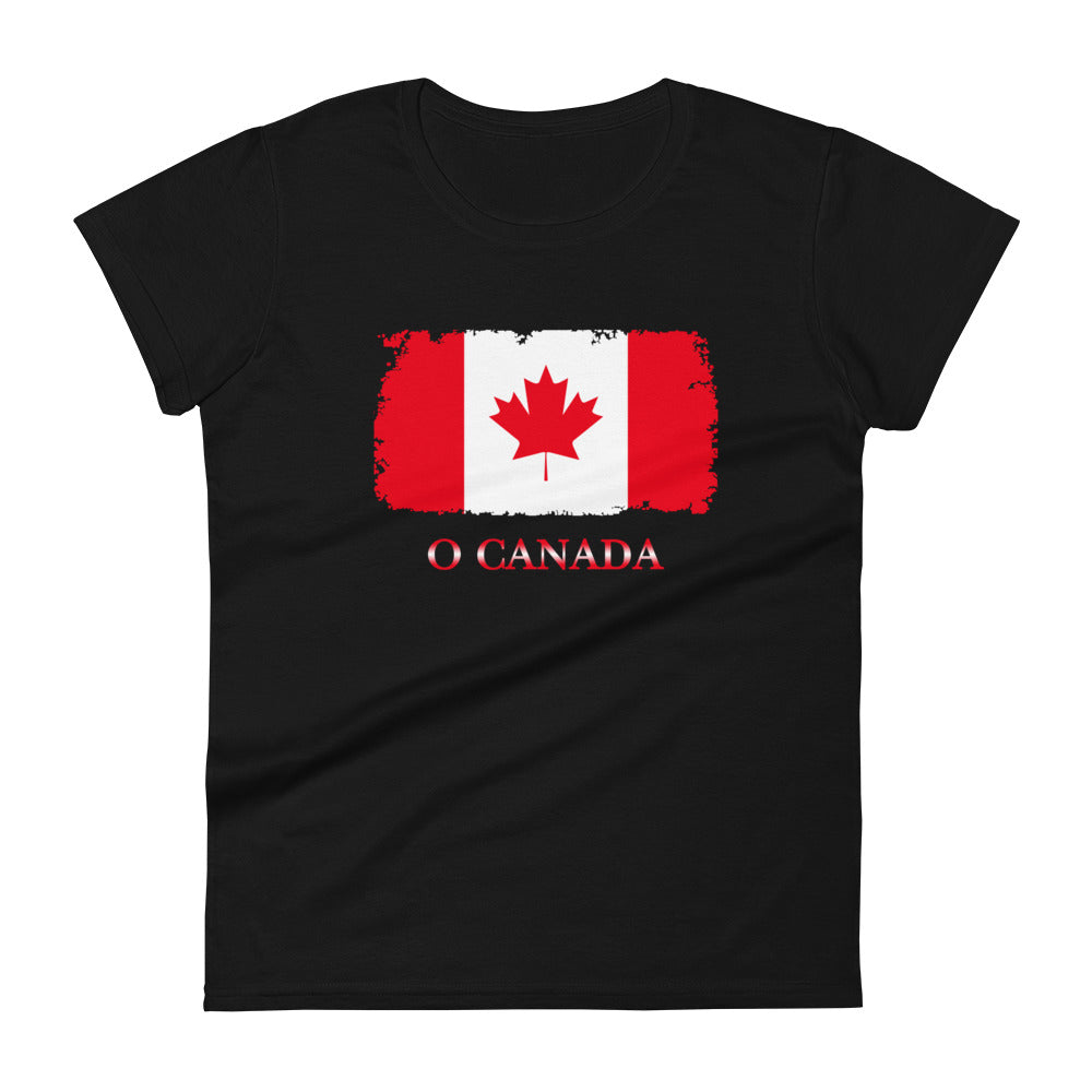 The Official Flag of Canada Maple Leaf Women's Short Sleeve Babydoll T-shirt