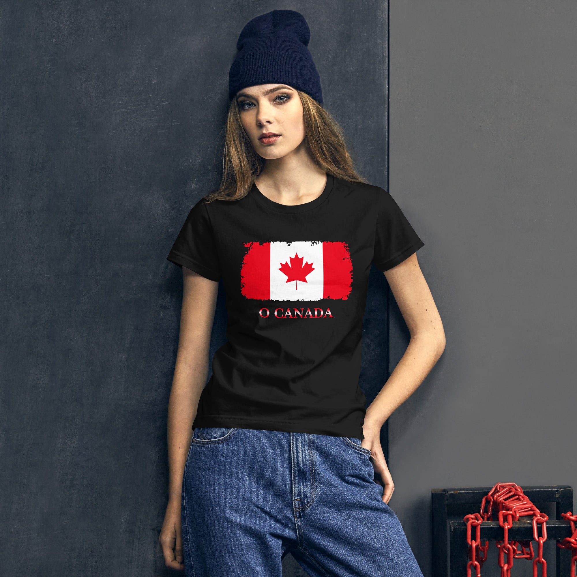 The Official Flag of Canada Maple Leaf Women's Short Sleeve Babydoll T-shirt