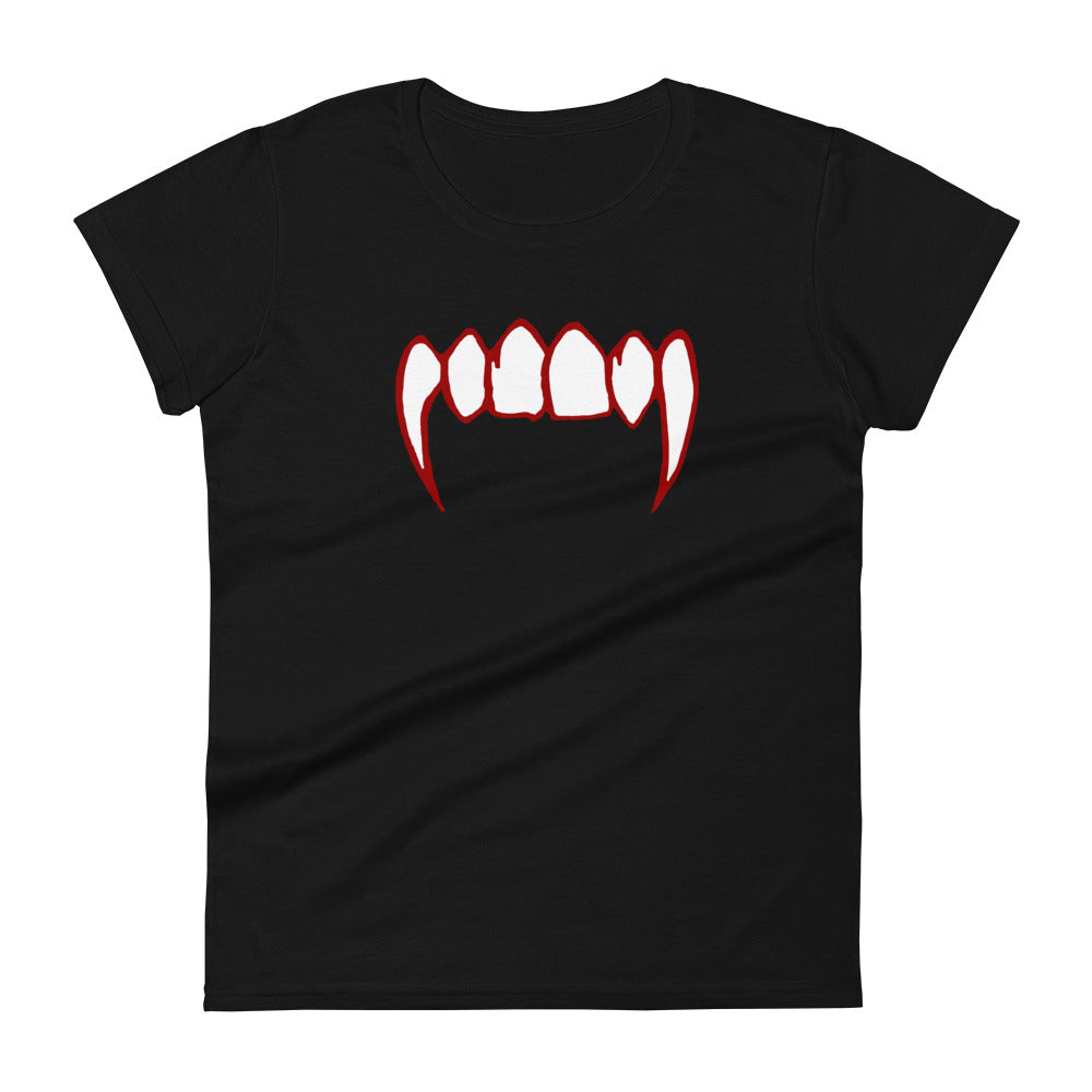 Bloody Vampire Fangs Horror Teeth Women's Short Sleeve Babydoll T-shirt