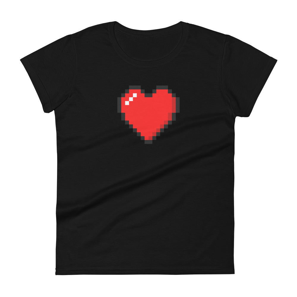 Retro 8 Bit Video Game Pixelated Heart Women's Short Sleeve Babydoll T-shirt