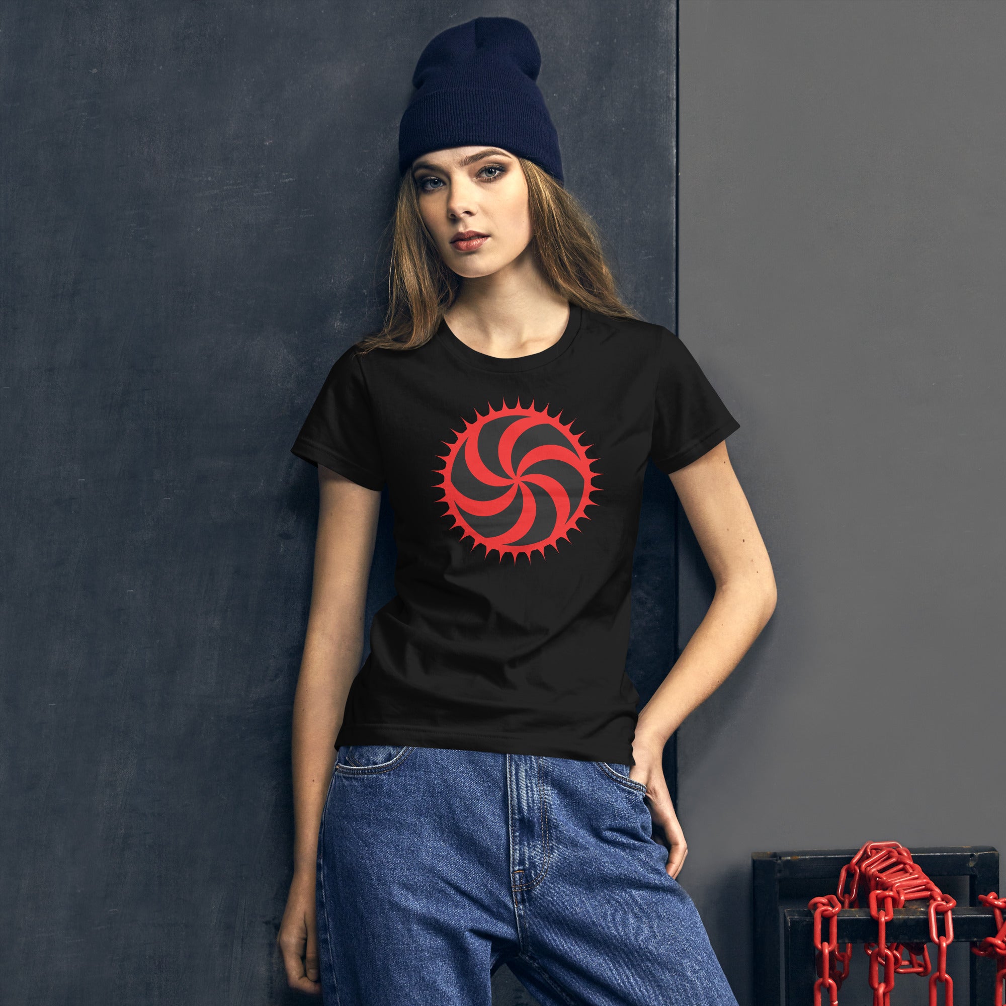 Red Deadly Swirl Spike Alchemy Symbol Women's Short Sleeve Babydoll T-shirt