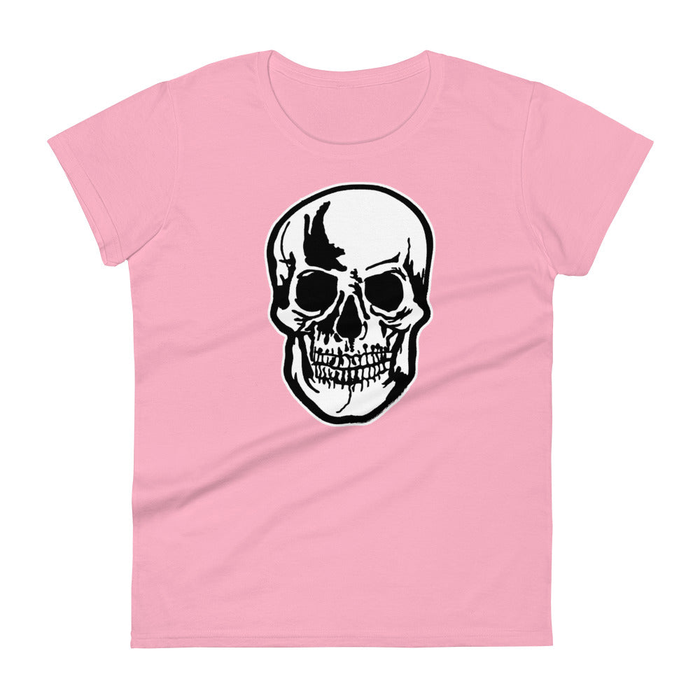 Halloween Oddities Human Skull Women's Short Sleeve Babydoll T-shirt