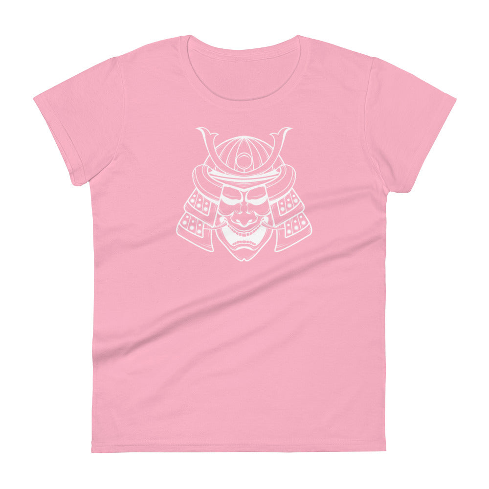 White Samurai Warrior Kabuto Mempo Mask Women's Short Sleeve Babydoll T-shirt