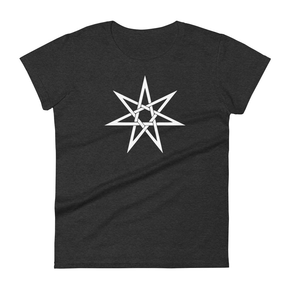 White Woven Elven Star Pagan Witchcraft Symbol Women's Short Sleeve Babydoll T-shirt