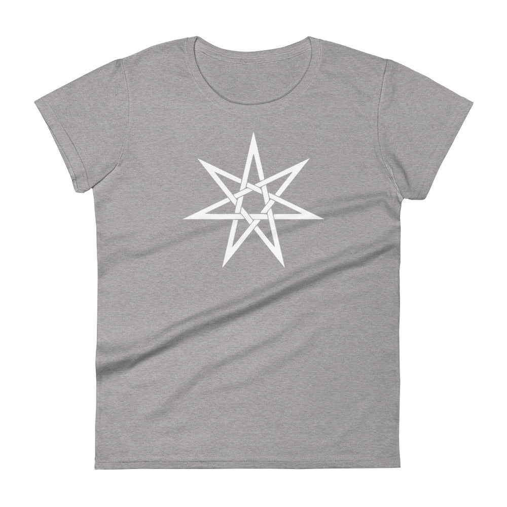 White Woven Elven Star Pagan Witchcraft Symbol Women's Short Sleeve Babydoll T-shirt