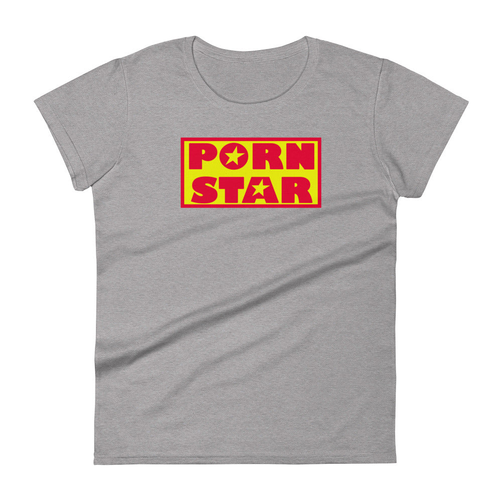 Yellow and Red Porn Star Logo Women's Short Sleeve Babydoll T-shirt