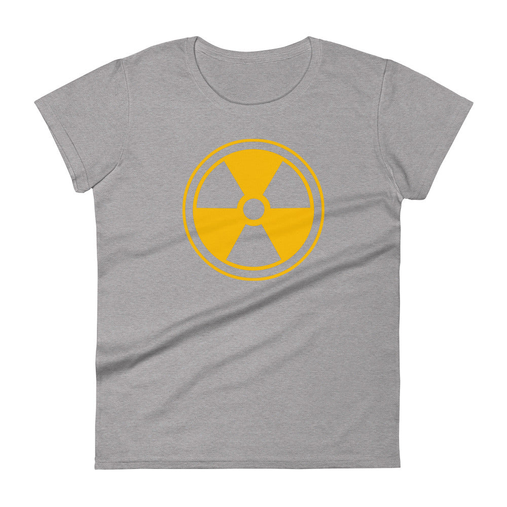 Yellow Radioactive Radiation Warning Sign Women's Short Sleeve Babydoll T-shirt