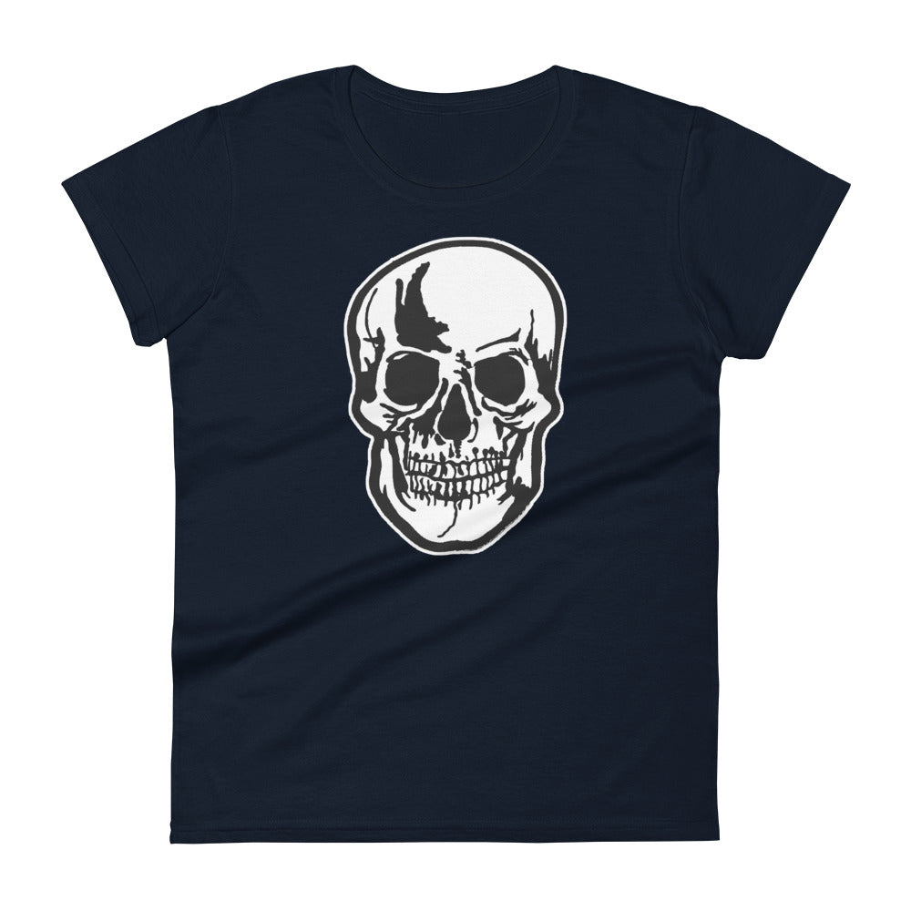 Halloween Oddities Human Skull Women's Short Sleeve Babydoll T-shirt
