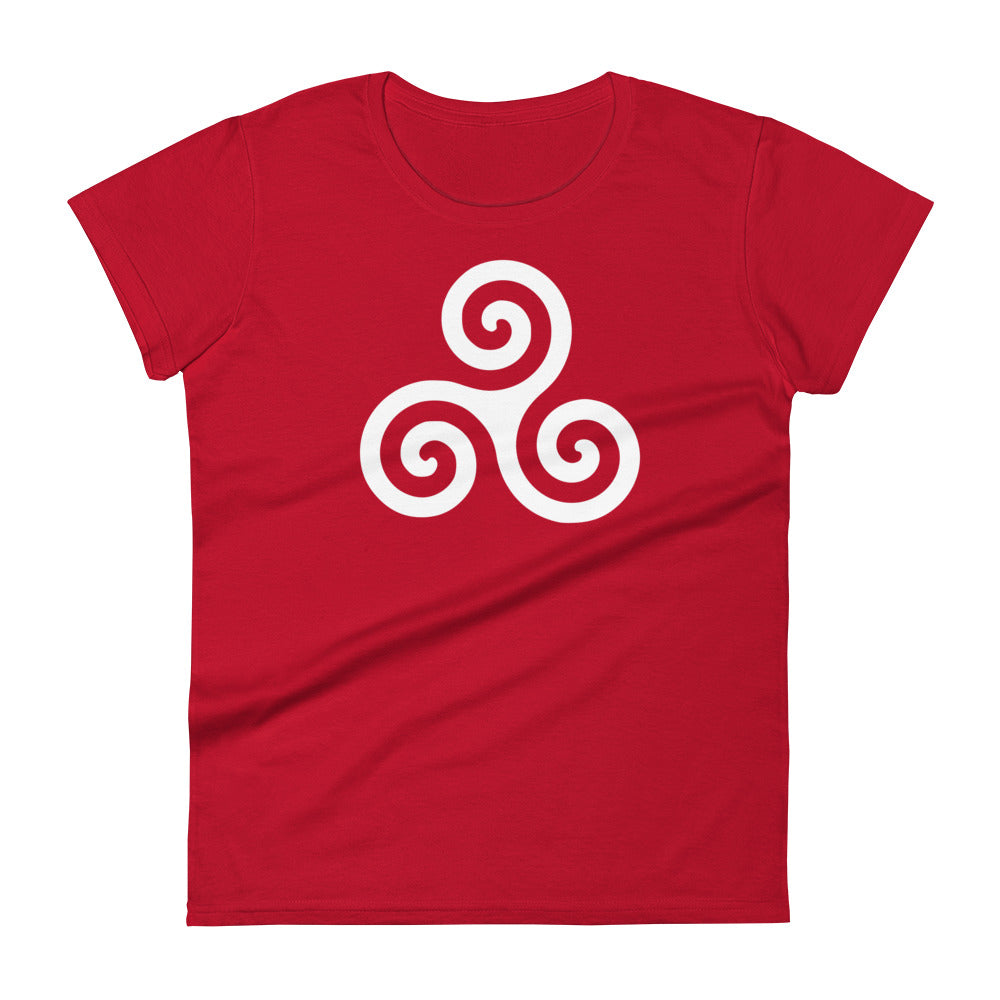 White Triskelion or Triskeles Spiral Archimedean Symbol Women's Short Sleeve Babydoll T-shirt