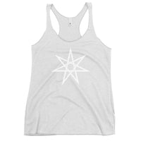 Elven Star graphic on women's racerback tank, front view