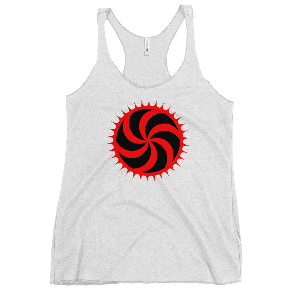 Red Deadly Swirl Spike Alchemy Symbol Women's Racerback Tank Top Shirt