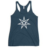 Elven Star graphic on women's racerback tank, front view