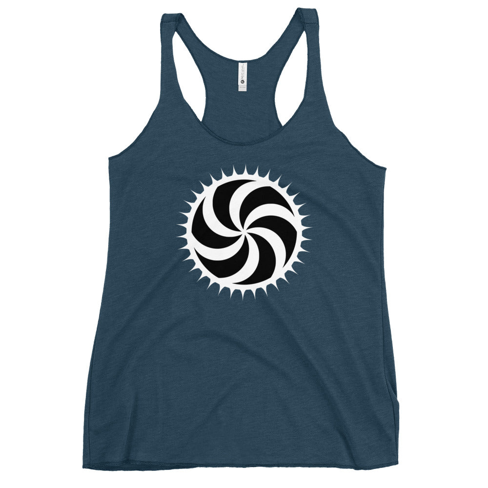 White Deadly Swirl Spike Alchemy Symbol Women's Racerback Tank Top Shirt