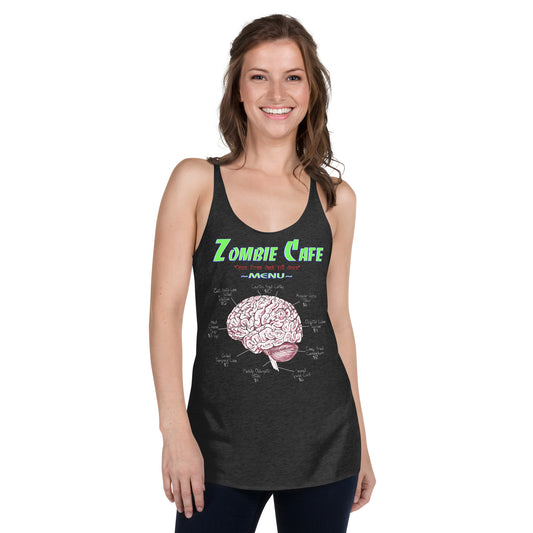 Women's racerback tank top, back view
