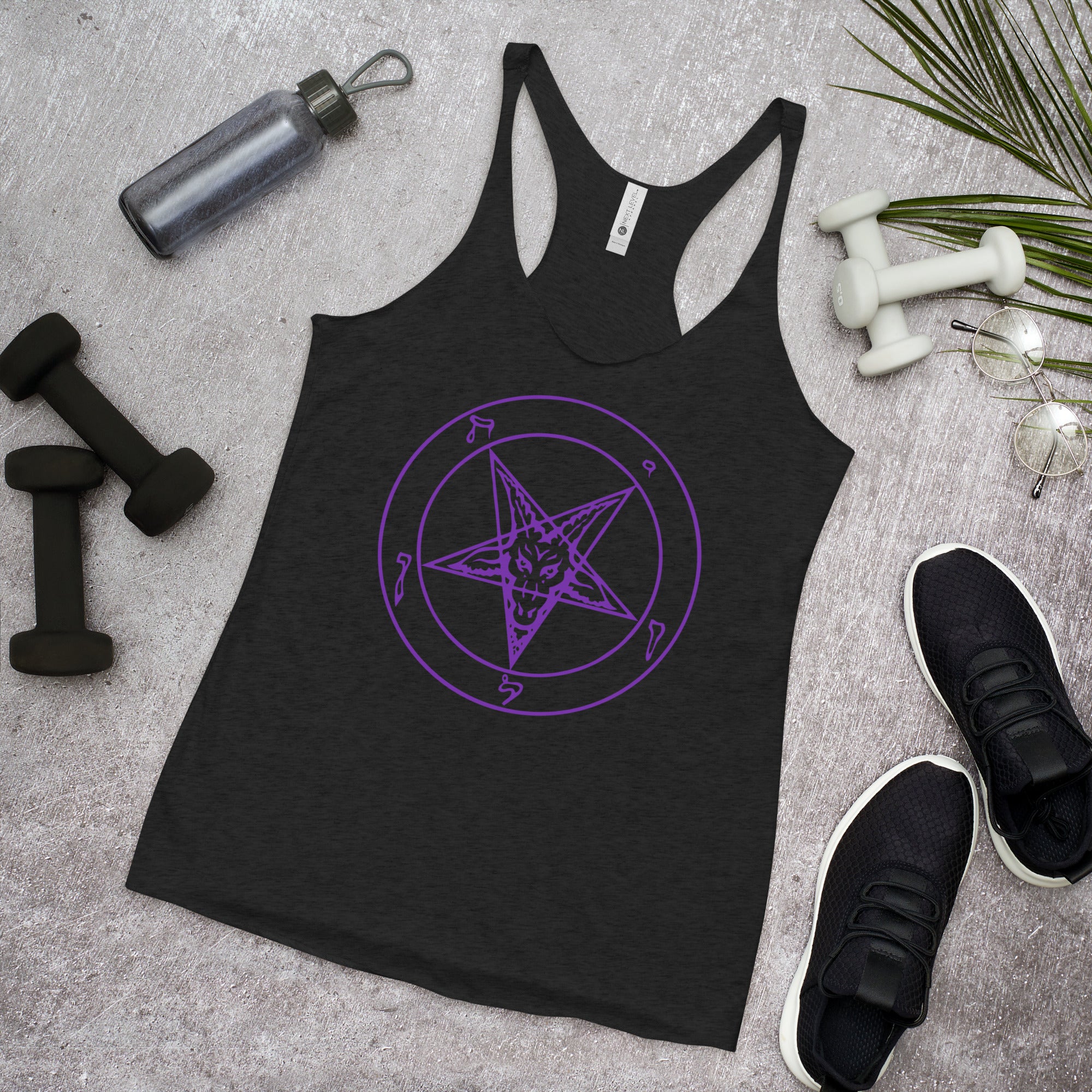 Sigil of Baphomet Insignia of Satan Women's Racerback Tank Top Shirt Purple Print - Edge of Life Designs