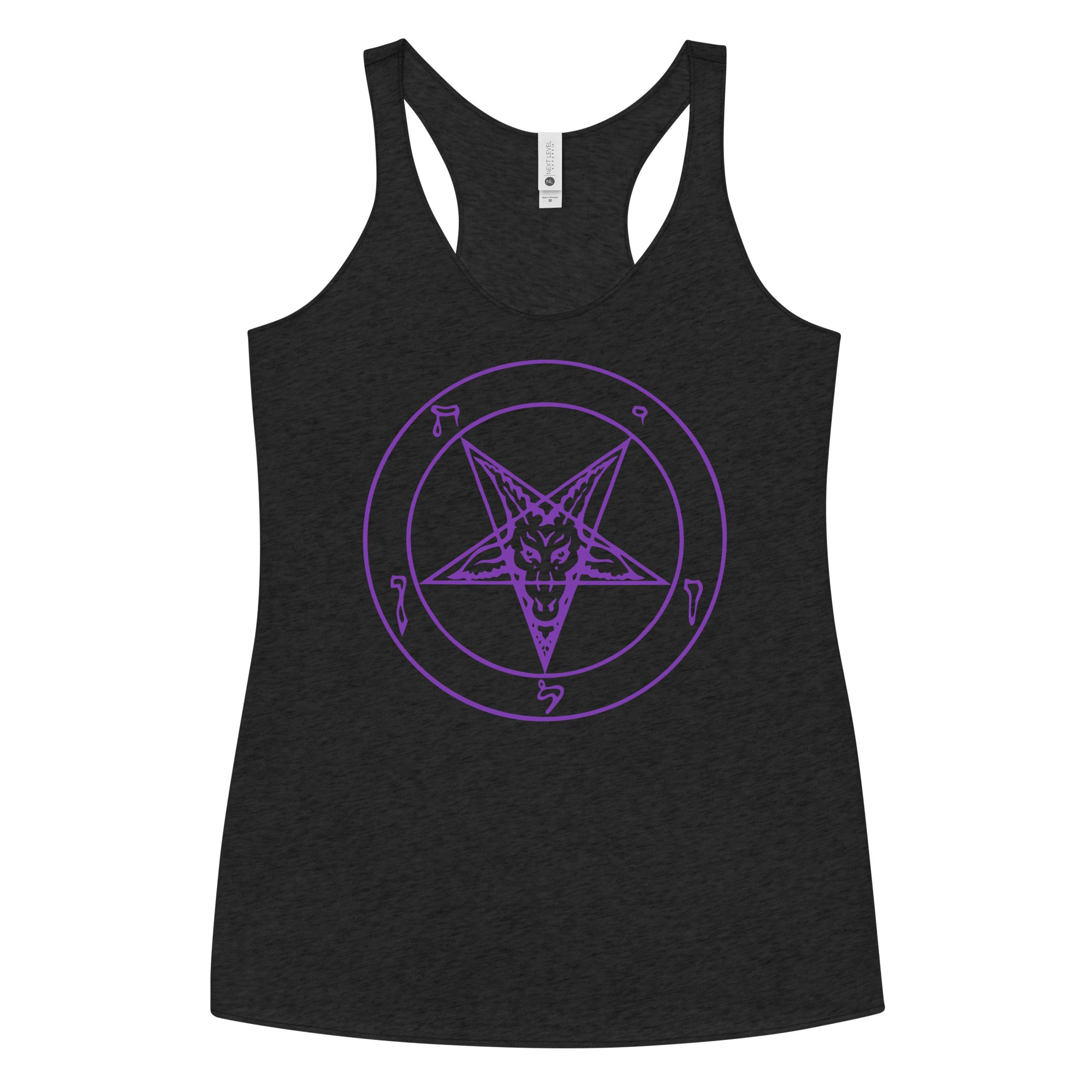 Sigil of Baphomet Insignia of Satan Women's Racerback Tank Top Shirt Purple Print - Edge of Life Designs