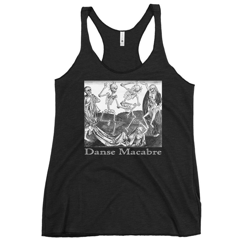 Dance Macabre Skeletons in the Medieval Dance of Death Women's Racerback Tank Top Shirt - Edge of Life Designs