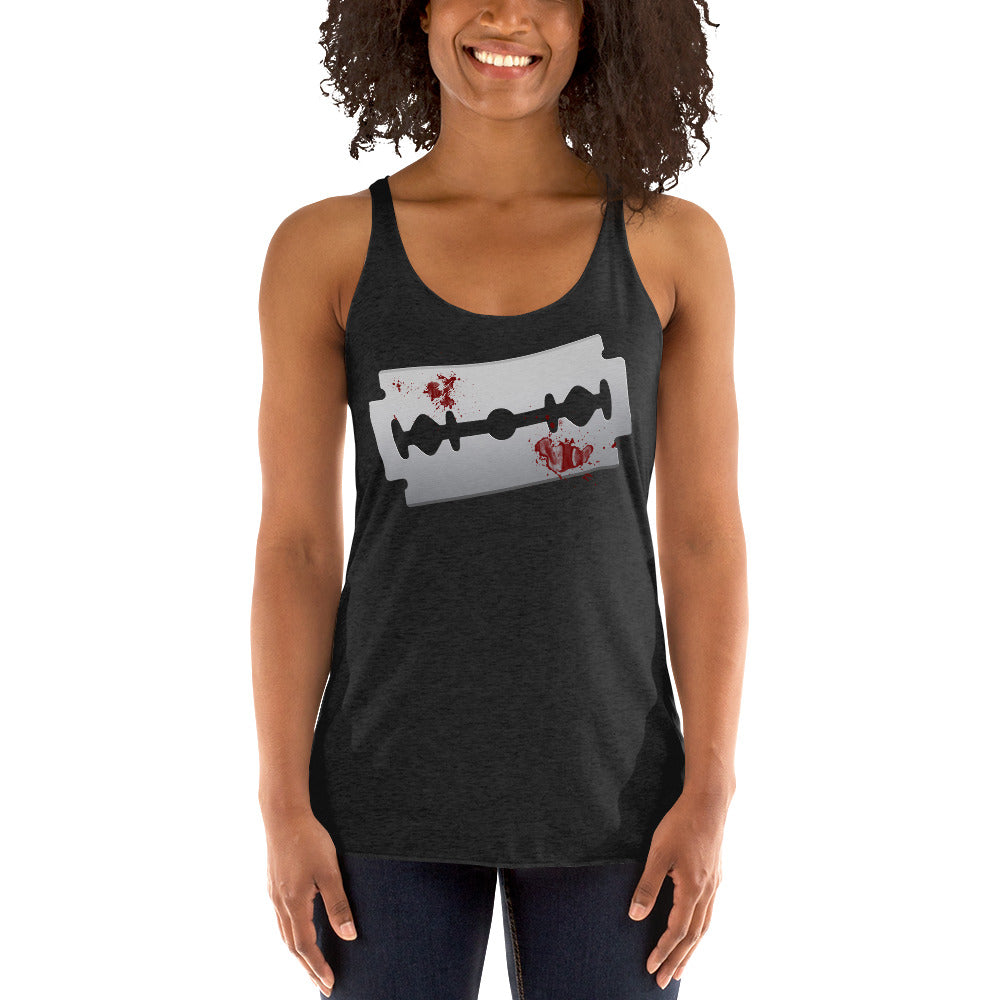 Blood Violin Bloody Razor Blade Horror Women's Racerback Tank Top Shirt - Edge of Life Designs