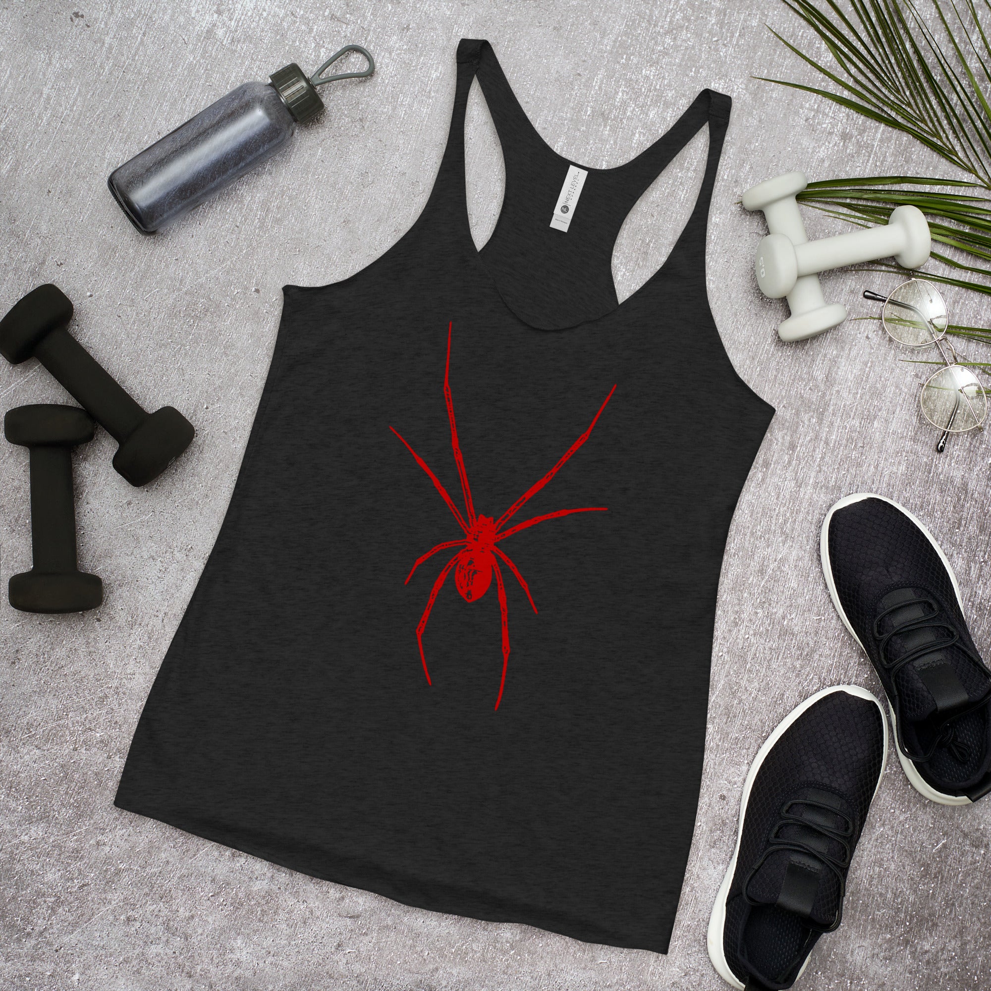 Red Creepy Spider Arachnid Black Widow Women's Racerback Tank Top Shirt - Edge of Life Designs
