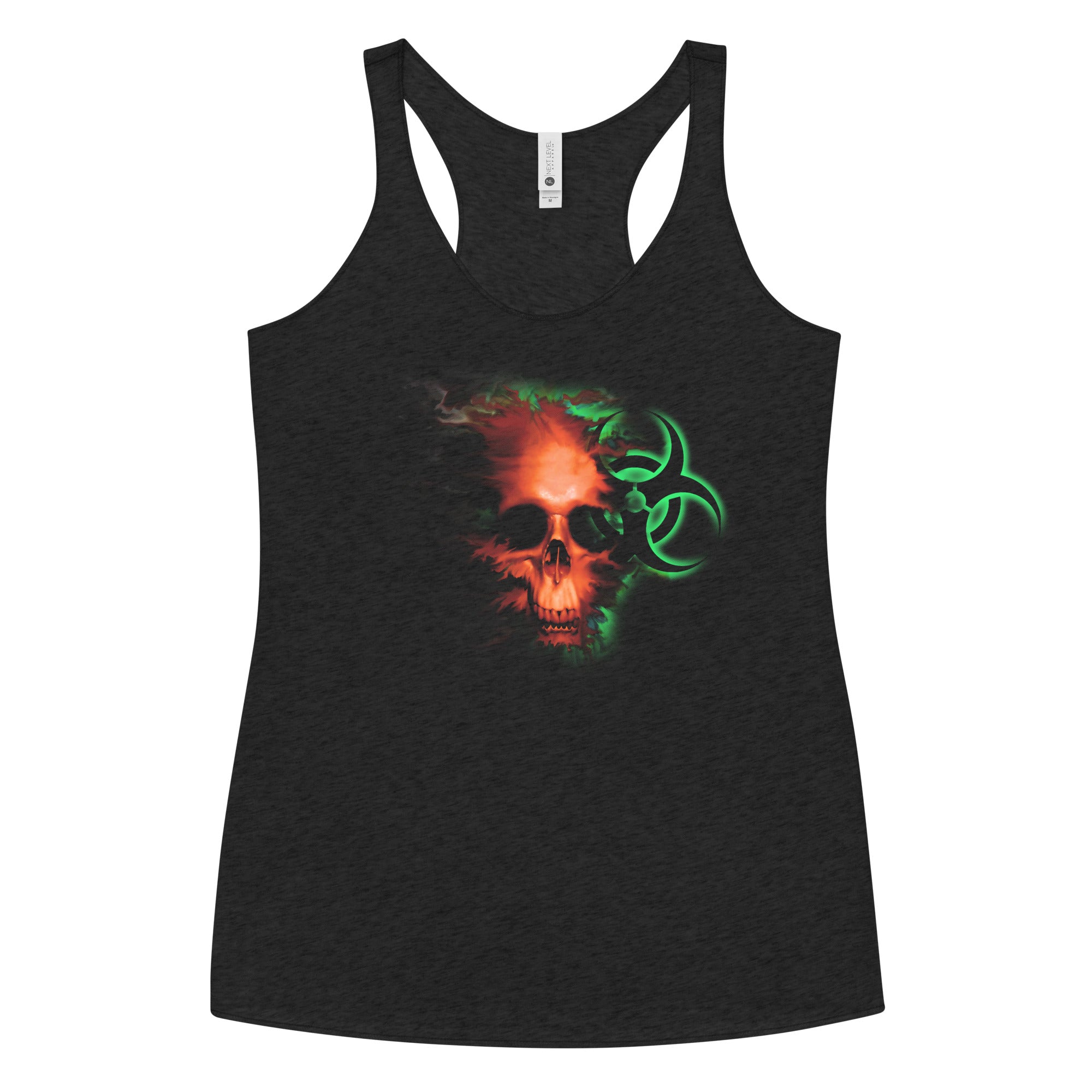 Radioactive Zombie Skull Bio Hazard Women's Racerback Tank Top Shirt - Edge of Life Designs