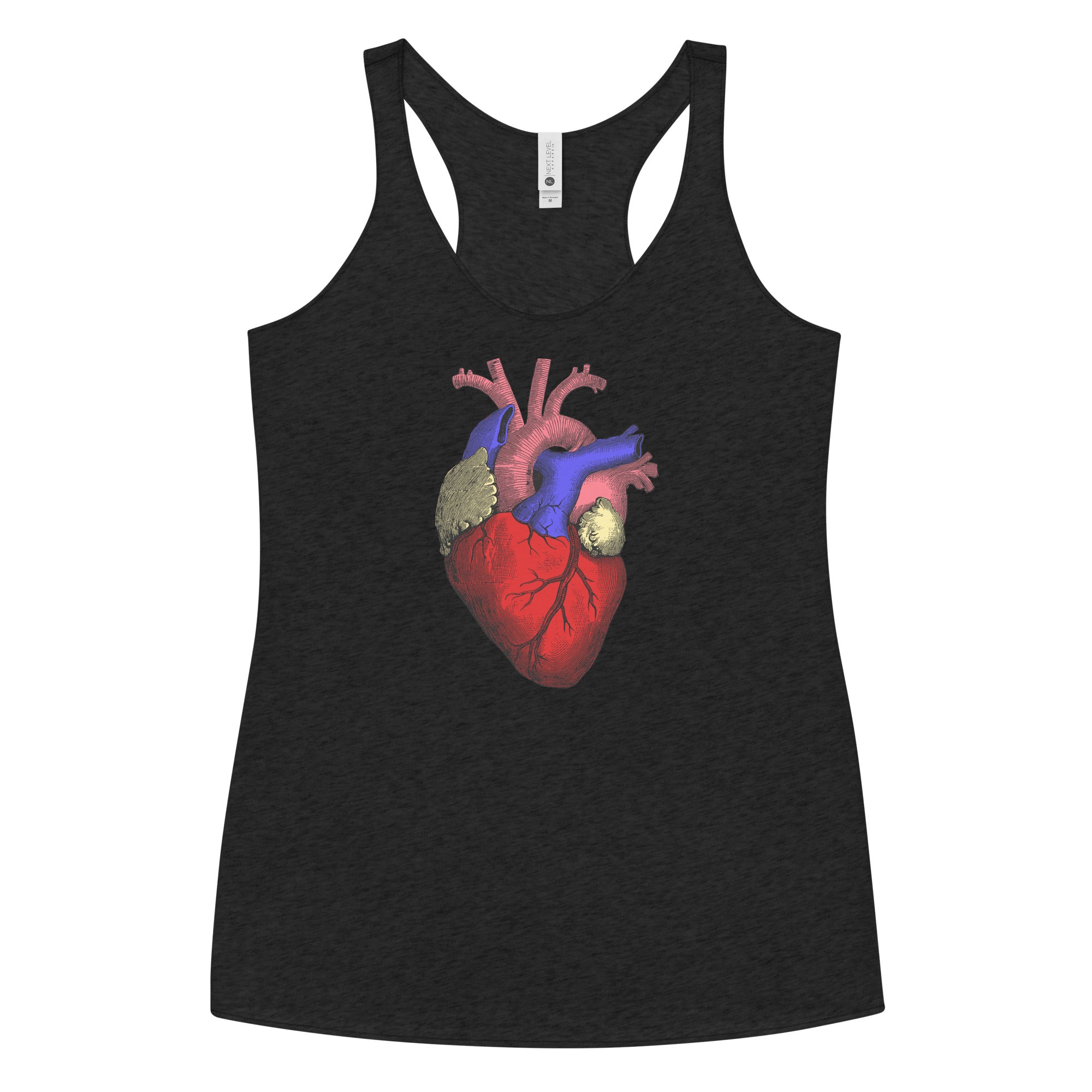 Anatomical Human Heart Medical Art Women's Racerback Tank Top Shirt Full Color - Edge of Life Designs