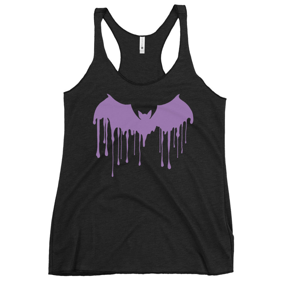 Purple Drip Melting Vampire Bat Women's Racerback Tank Top Shirt - Edge of Life Designs